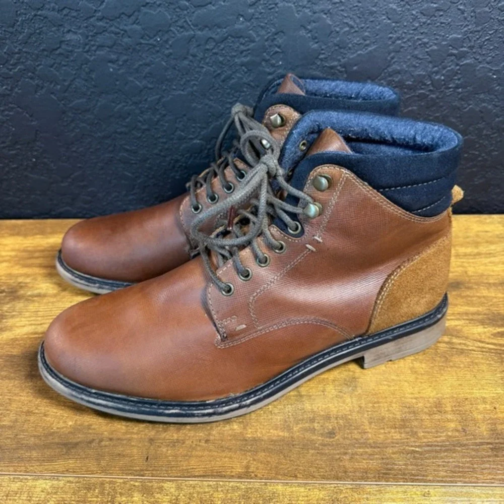 Red Tape Simon TXT 476288‎ Brown Leather Plain Toe Ankle Boots Mens Size 10.5